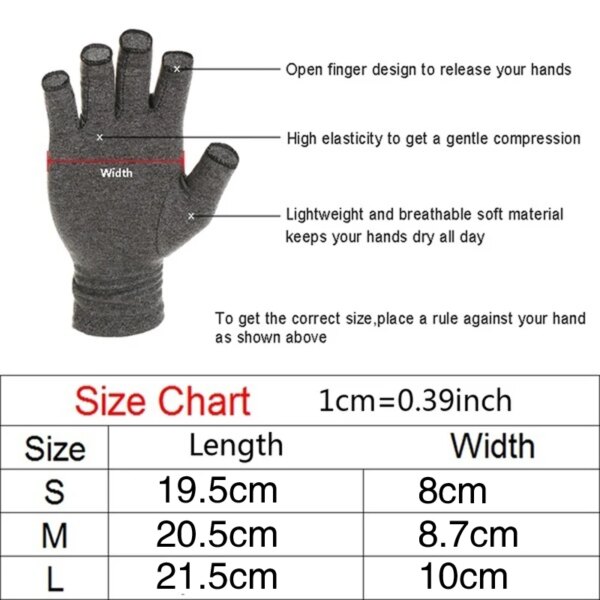 1 Pair Compression Arthritis Gloves Half Finger Arthritic Joint Pain Relief Hand Gloves Therapy Open Fingers Compression Gloves - Image 6