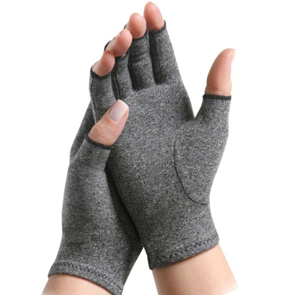 1 Pair Compression Arthritis Gloves Half Finger Arthritic Joint Pain Relief Hand Gloves Therapy Open Fingers Compression Gloves