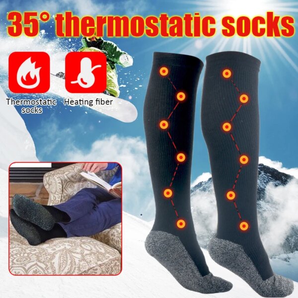 1 Pair Men Women Socks Winter Warm Thermal Socks Fibers Sports Snowboard Cycling Soccer Ski Socks Heating Leg Warmers Sock