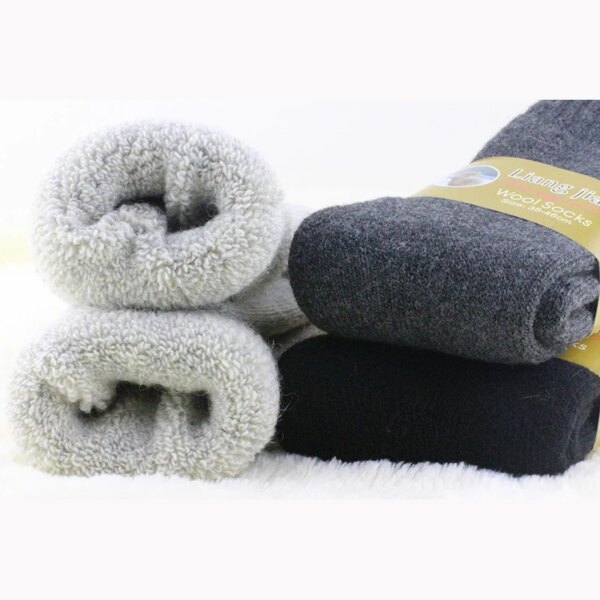 1 lot=3 pairs=6 pieces Wool socks warm socks plus thick velvet solid color thickening winter wool socks Men's socks 2021 winter - Image 2