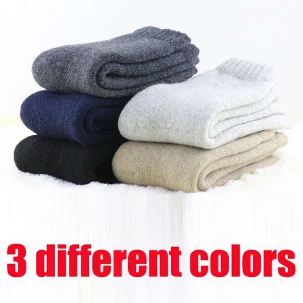 1 lot=3 pairs=6 pieces Wool socks warm socks plus thick velvet solid color thickening winter wool socks Men's socks 2021 winter - Image 11