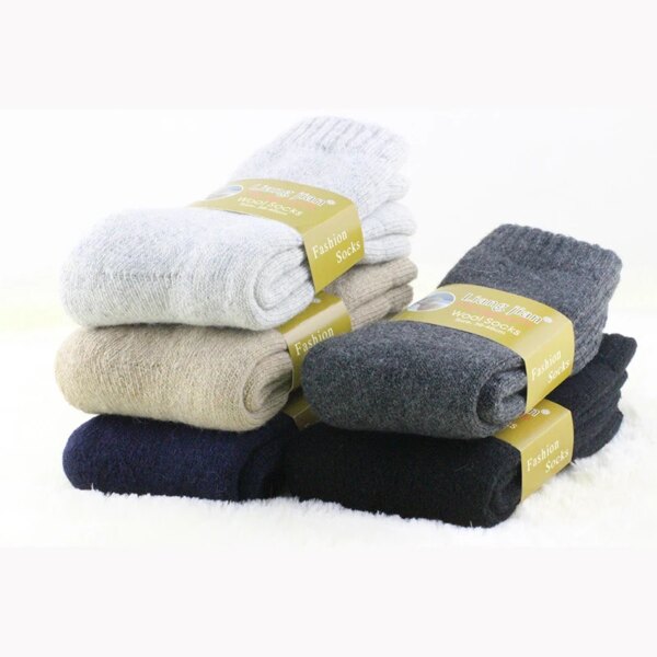 1 lot=3 pairs=6 pieces Wool socks warm socks plus thick velvet solid color thickening winter wool socks Men's socks 2021 winter - Image 3