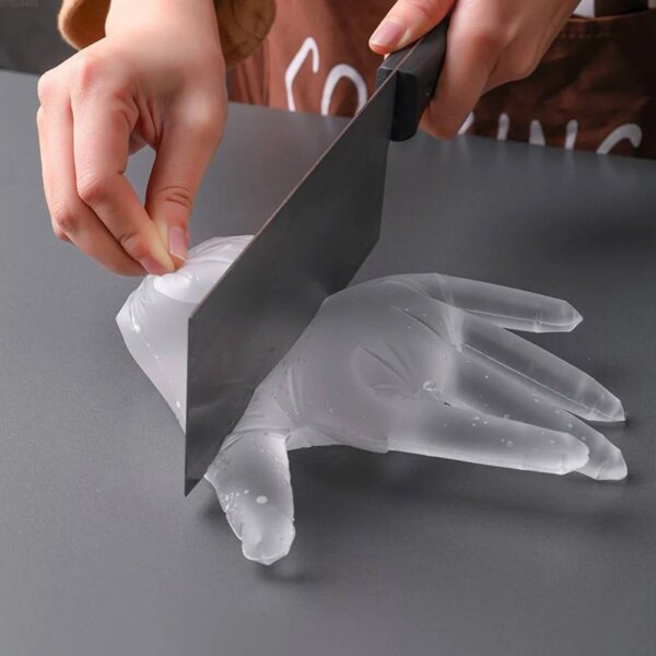 100PCS Gloves Disposible One-time Gloves Kitchenware Transparent Thickened TPE Gloves Food Grade Protective Film Gloves - Image 3