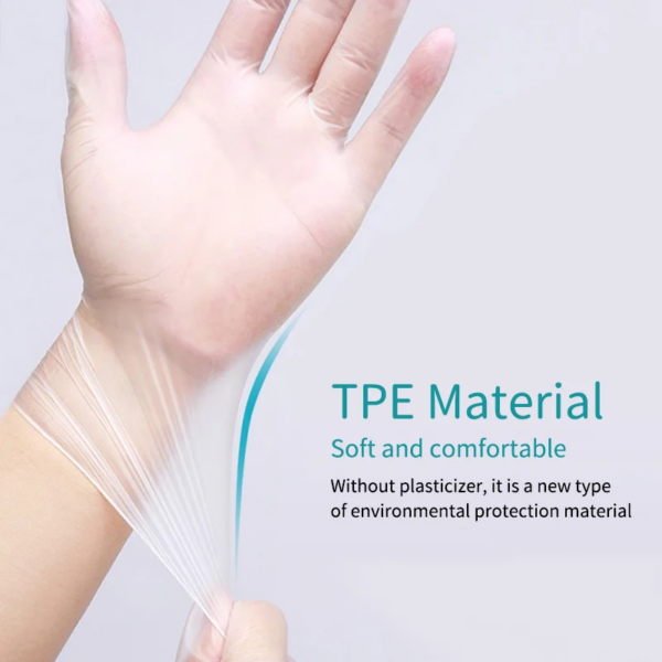 100Pcs Disposible Gloves One-time Gloves Kitchenware Transparent Thickened TPE Gloves Food Grade Protective Film Gloves - Image 3