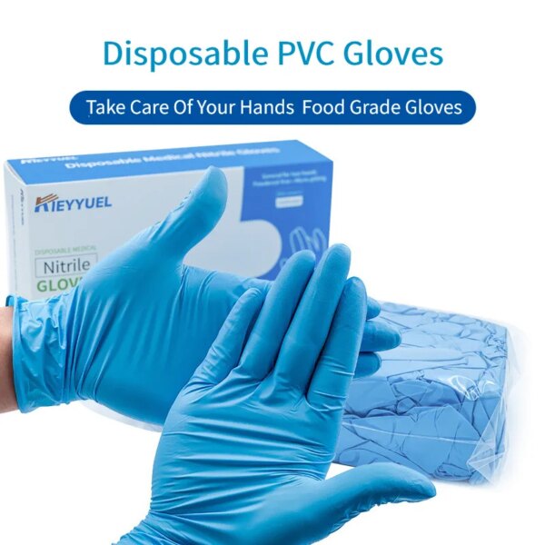 100pc Blue Disposable Latex Gloves Dishwashing Kitchen Work Rubber Garden Protective Gloves Left and Right Hand Universal#T2