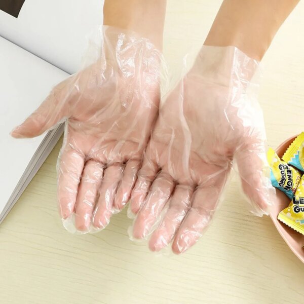 100pcs Disposable Gloves Food Grade Transparent Gloves Food Service Clear Cleaning Gloves Kitchen Disposable Gloves - Image 3