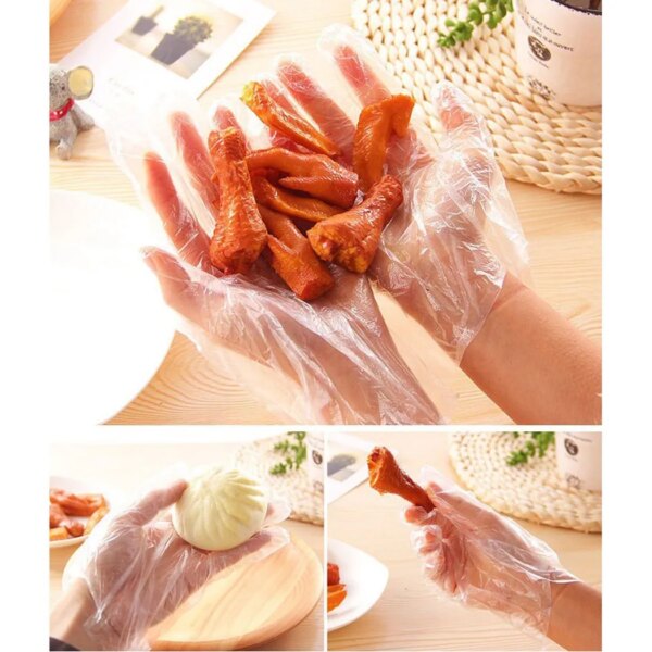 100pcs Disposable Gloves Food Grade Transparent Gloves Food Service Clear Cleaning Gloves Kitchen Disposable Gloves - Image 6