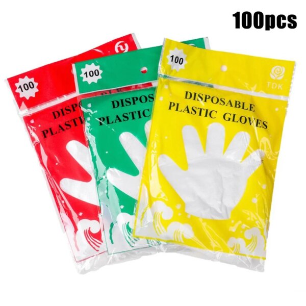 100pcs Disposable Gloves Food Grade Transparent Gloves Food Service Clear Cleaning Gloves Kitchen Disposable Gloves