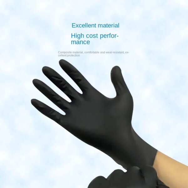 100pcs Disposable Nitrile Gloves Black Mechanical Repair Auto Repair Edible Synthetic Composite Ding Qing Black Gloves - Image 2