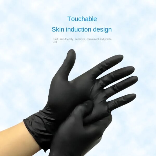 100pcs Disposable Nitrile Gloves Black Mechanical Repair Auto Repair Edible Synthetic Composite Ding Qing Black Gloves - Image 3