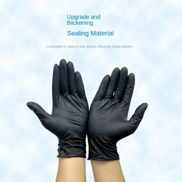 100pcs Disposable Nitrile Gloves Black Mechanical Repair Auto Repair Edible Synthetic Composite Ding Qing Black Gloves - Image 4