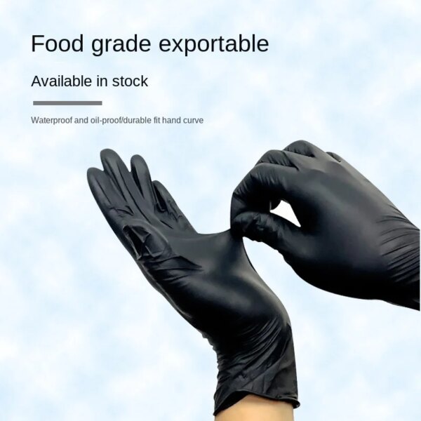 100pcs Disposable Nitrile Gloves Black Mechanical Repair Auto Repair Edible Synthetic Composite Ding Qing Black Gloves