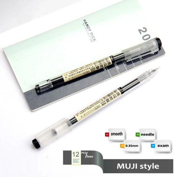 12 Pcs/Set Style  Gel Pen 0.35mm Black Blue red Ink Pen Maker Pen School Office student Exam Writing School MUJI Pen Style - Image 2