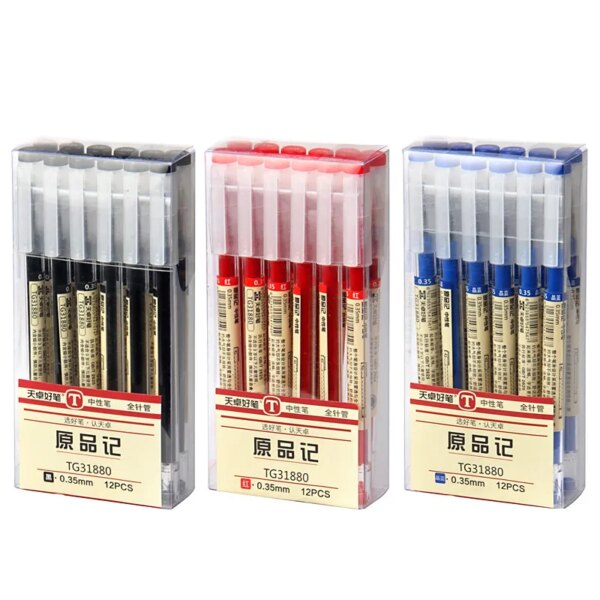 12 Pcs/Set Style  Gel Pen 0.35mm Black Blue red Ink Pen Maker Pen School Office student Exam Writing School MUJI Pen Style