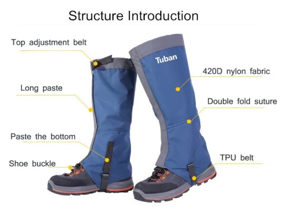 1Pair Leg Gaiter Waterproof Snow Boot Gaitors 420D Anti-Tear Nylon Fabric Leggings Cover Outdoor Fishing Skiing Hiking - Image 6