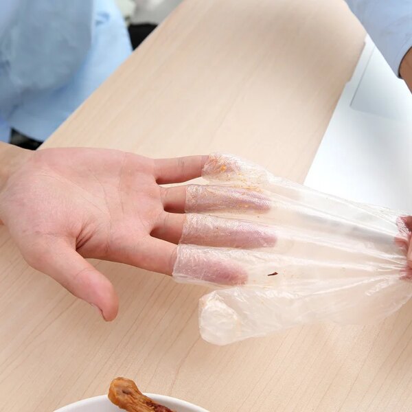 200Pcs/100Pcs Plastic Large Disposable Polyethylene Clear Gloves Food Dealing Cooking Cleaning Kitchen Restaurant BBQ Accessory - Image 3