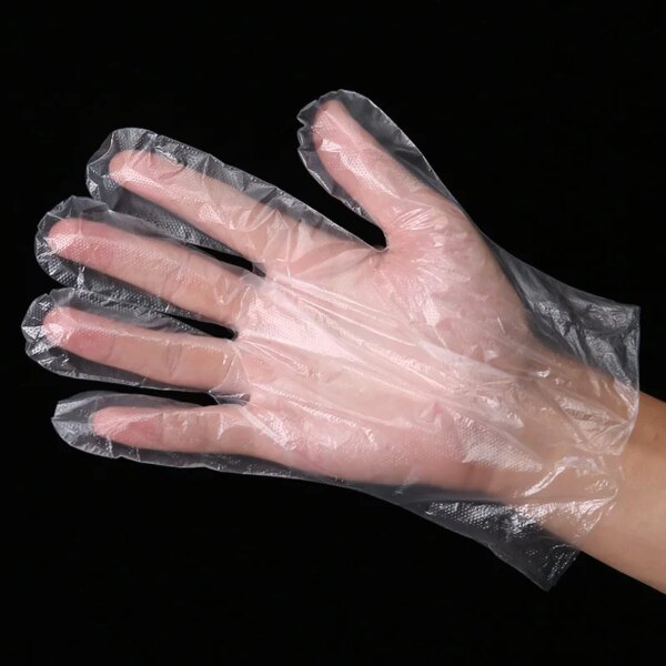 200Pcs/100Pcs Plastic Large Disposable Polyethylene Clear Gloves Food Dealing Cooking Cleaning Kitchen Restaurant BBQ Accessory