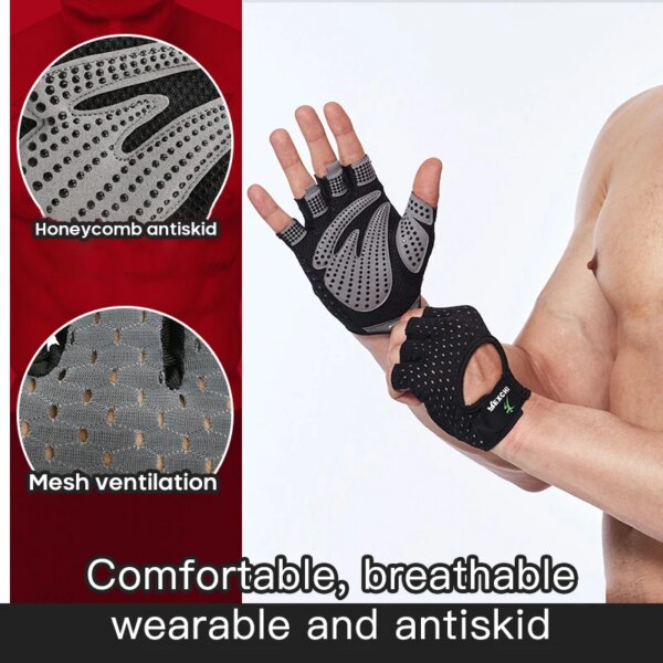 2021 New Professional Gym Fitness Gloves Power Weight Lifting Women Men Crossfit Workout Bodybuilding Half Finger Hand Protector - Image 2