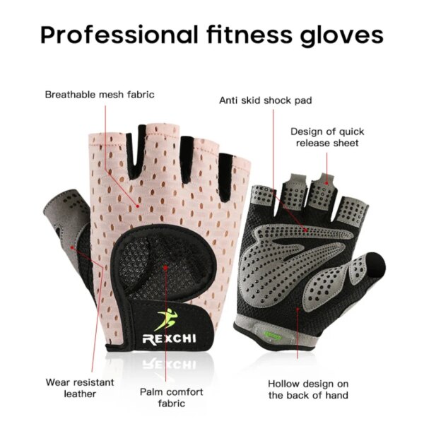 2021 New Professional Gym Fitness Gloves Power Weight Lifting Women Men Crossfit Workout Bodybuilding Half Finger Hand Protector - Image 5