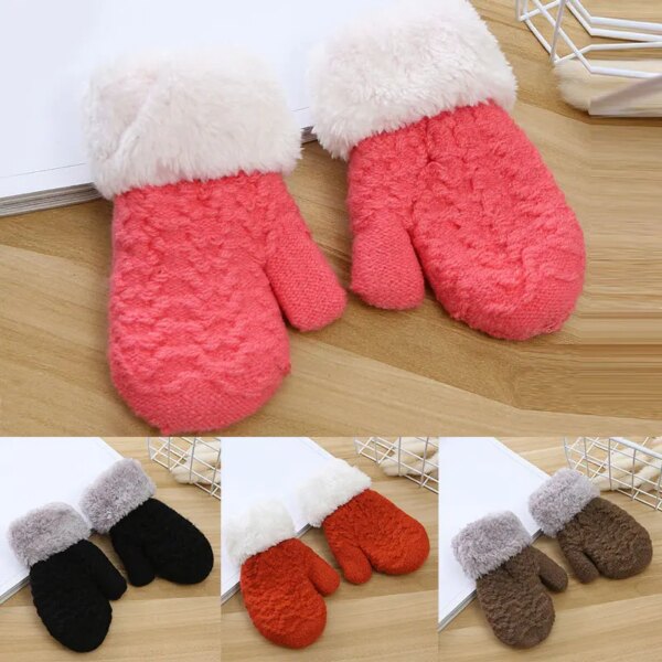 2021 New Winter Boy Girl Gloves Knit Mittens Gloves Christmas Elk Hands Warm Keeper Thickened Gloves for Cold Weather