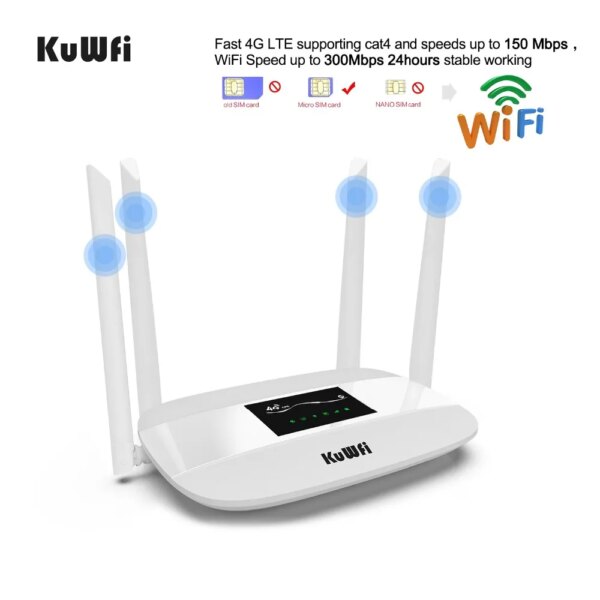 300Mbps Unlocked 4G LTE CPE Wireless Router Support SIM Card 4Pcs Antenna With LAN Port Support up to 32 Wifi users - Image 4