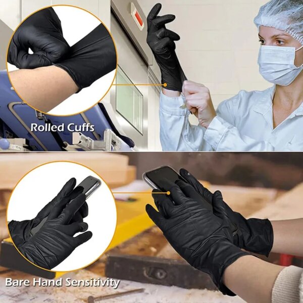 50/100pcs Black Disposable Nitrile Gloves Latex Powder Free Small Medium Large Pink Tattoo Glove For Work Kitchen Clean XS XL - Image 3