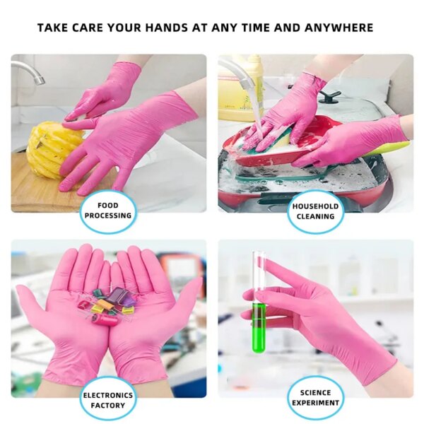 50/100pcs Black Disposable Nitrile Gloves Latex Powder Free Small Medium Large Pink Tattoo Glove For Work Kitchen Clean XS XL - Image 4