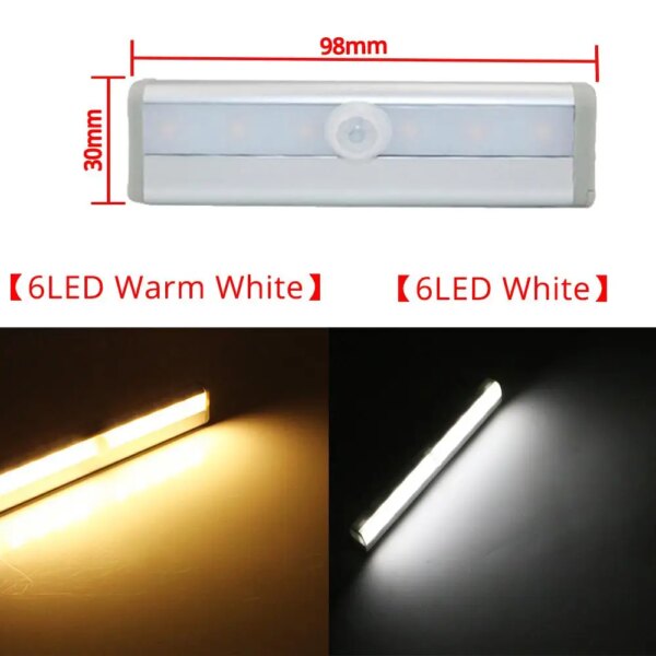6/10LED PIR Motion Sensor Lamp Cupboard Wardrobe Bed Lamp Under Cabinet Night Light Smart Light Perception For Closet Stairs Led - Image 7