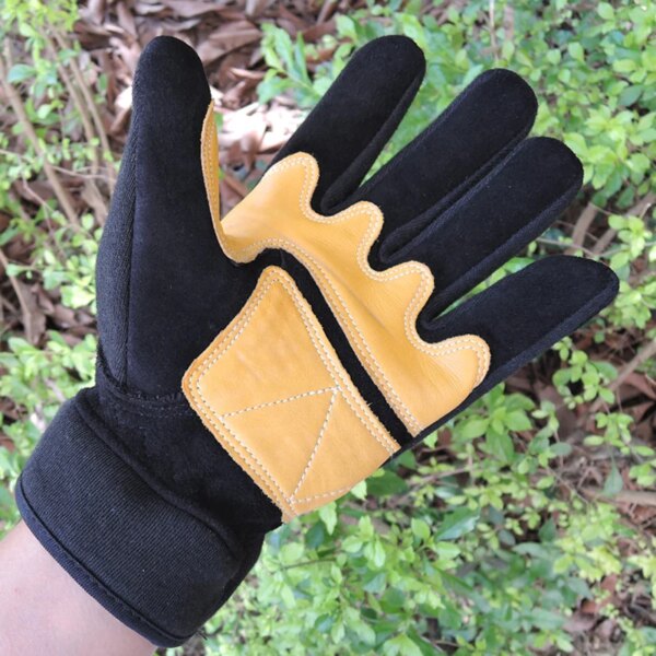 800 degree heat resistant gloves  Fire protection leather kevlar Black Yellow Lined - Image 2