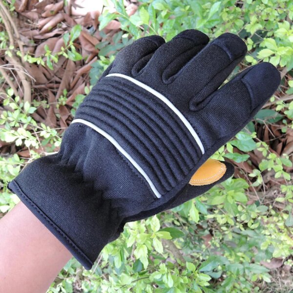 800 degree heat resistant gloves  Fire protection leather kevlar Black Yellow Lined - Image 4