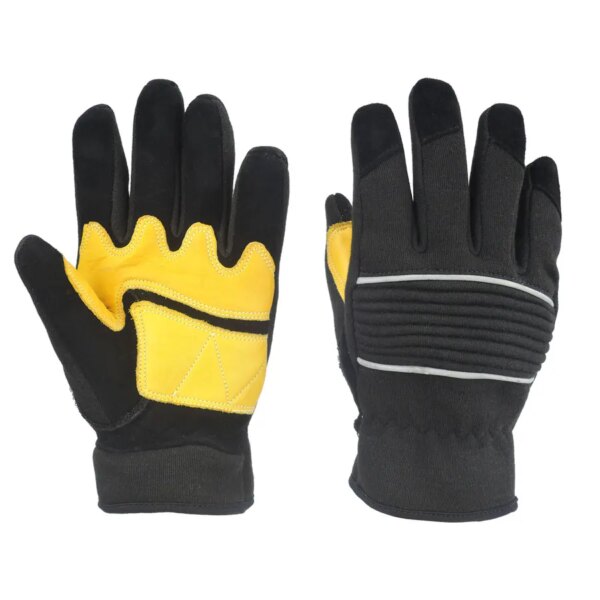 800 degree heat resistant gloves  Fire protection leather kevlar Black Yellow Lined