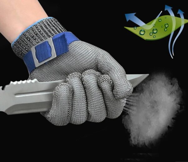 ANSI Cut 5 Safety Cut Proof Protect Work Glove 100% Stainless Steel Metal Mesh Butcher Gloves - Image 2