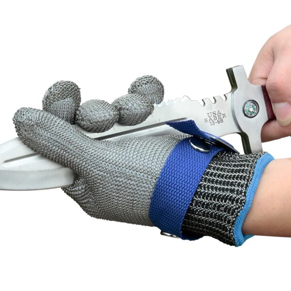 ANSI Cut 5 Safety Cut Proof Protect Work Glove 100% Stainless Steel Metal Mesh Butcher Gloves - Image 3