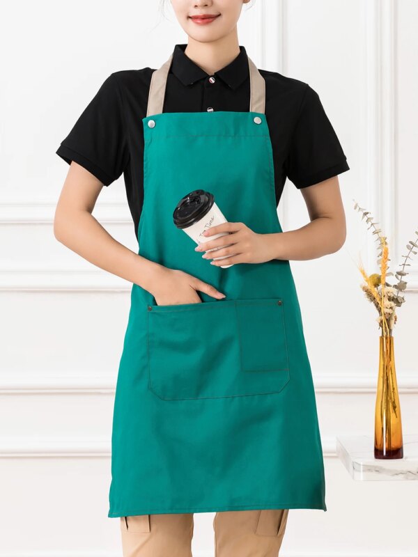 Adjustable Chef apron hotel restaurant kitchen chef overalls apron coffee shop long halter anti-fouling apron - Image 11