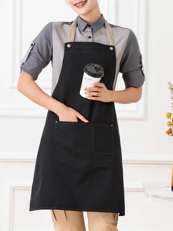 Adjustable Chef apron hotel restaurant kitchen chef overalls apron coffee shop long halter anti-fouling apron - Image 12