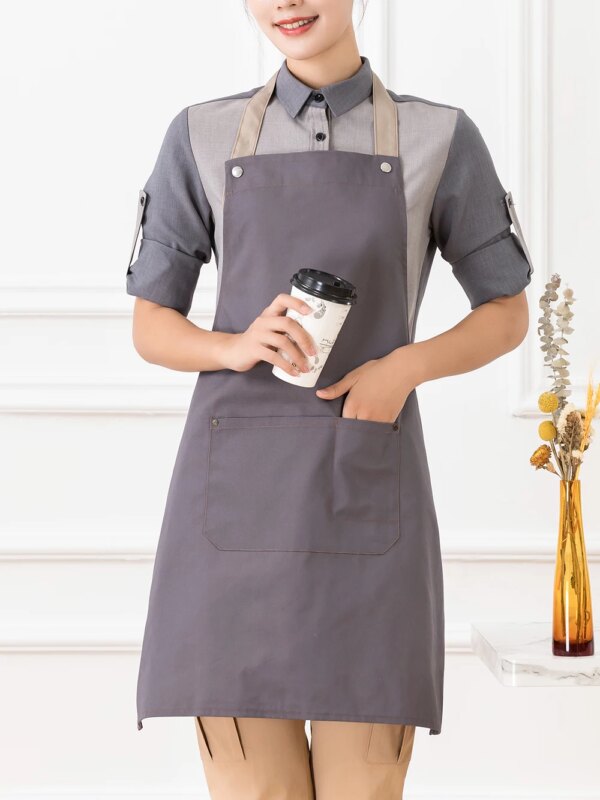 Adjustable Chef apron hotel restaurant kitchen chef overalls apron coffee shop long halter anti-fouling apron - Image 15