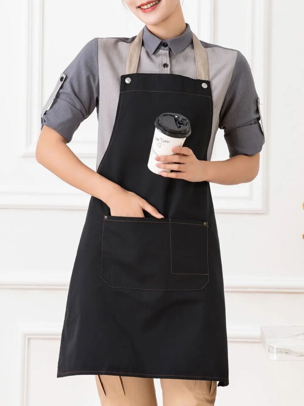 Adjustable Chef apron hotel restaurant kitchen chef overalls apron coffee shop long halter anti-fouling apron - Image 4