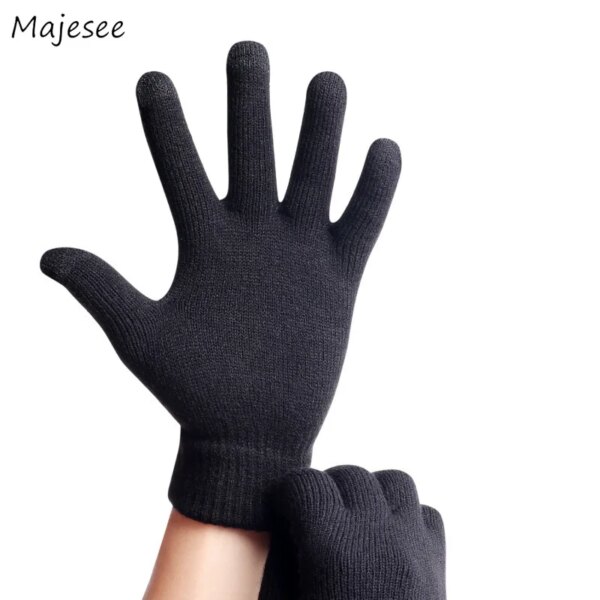 Black Gloves Men Winter Keep Warm Thicker Touchscreen Non-slip Mens All Match Full Finger Top Quality Cold-Proof Mittens Chic