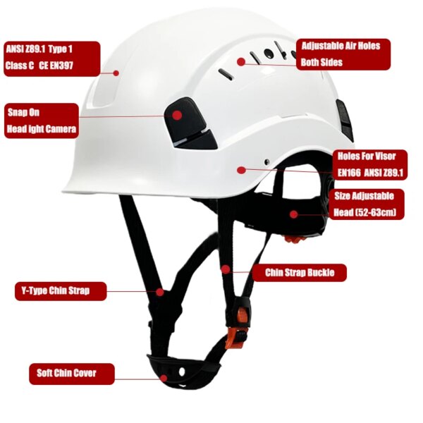 CE Construction Safety Hard Hat Helmet For Engineer ABS ANSI Vented Industrial Work Cap Men Head Protection Rescue Outdoor - Image 2