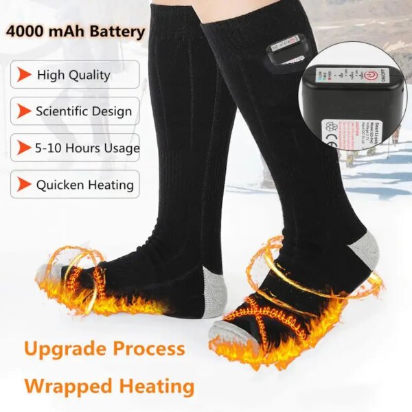 Electric Heated Sock Rechargeable Sports Socks with Battery Foot Warmer Thermal Heating Socks Accessories Upgrad Sportswear Hot