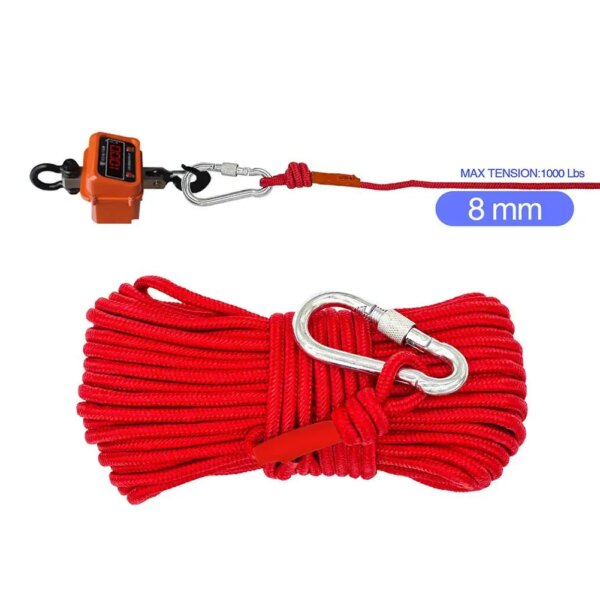 Emergency Escape Rope With Climbing Buckle Magnet Fishing Rope Nylon Rescue Safety Rope Length 20 m Diameter 8 mm - Image 2