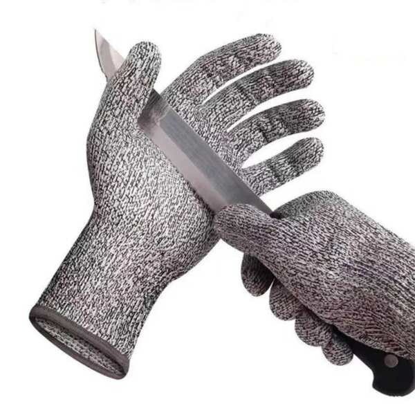 Grey Safety Work Gloves Level 5 Cut Proof Stab Resistant Glove Kitchen Butcher Gloves for Fishing Gardening Tools