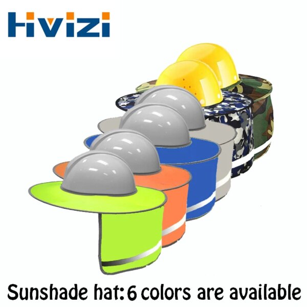 Hi Vis Sunshade Outdoor Construction Safety Hard Hat Sun Shade Neck Shield Reflective Stripe Protective Helmets Shield