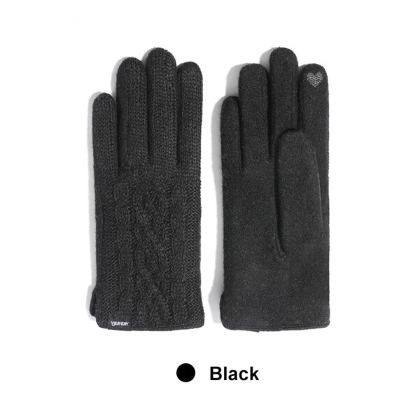 High Quality Women's Winter Gloves Wool Cashmere Double Warm Windproof Womens Gloves Outdoor Touch Screen Plus Celvet Cold Glove - Image 6