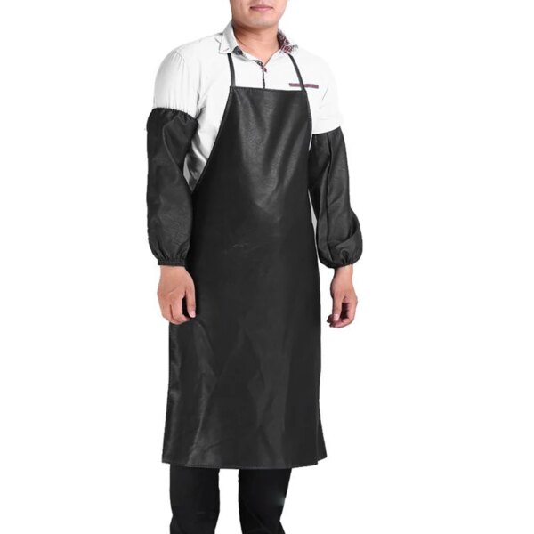 Hot Mens Womens Convenient Waterproof Men Stain-Resistant Leather Aprons Kitchen Dishwashing BBQ Bib - Image 2