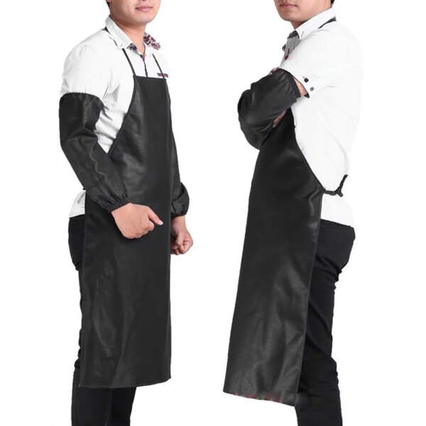 Hot Mens Womens Convenient Waterproof Men Stain-Resistant Leather Aprons Kitchen Dishwashing BBQ Bib - Image 4