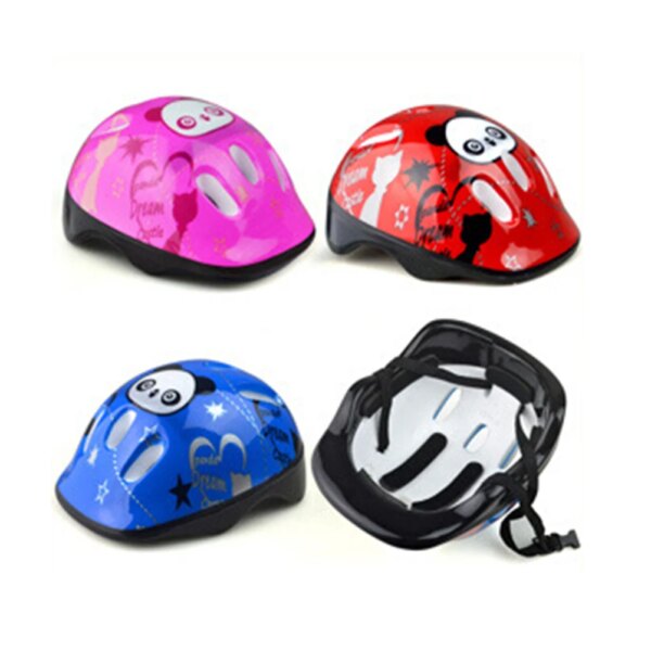 Kids Sports Panda Pattern Head Helmets Skating Skate Board Girls Boys Protective Gear Children's Safety Helmet 3 Colors 1Pcs