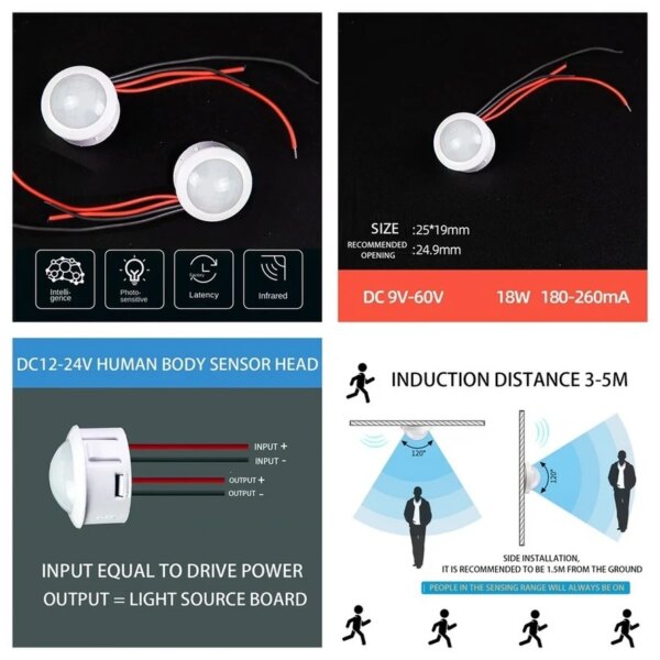 LED PIR  Human Body Infrared Detector IR Infrared Motion Sensor Light Switch For Home AC110-240V DC 12V 24V quality product - Image 2