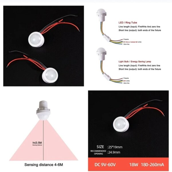 LED PIR  Human Body Infrared Detector IR Infrared Motion Sensor Light Switch For Home AC110-240V DC 12V 24V quality product - Image 3