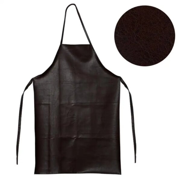 Leather Cooking Baking Apron Waterproof and Oilproof Kitchen Apron Women's Household Sleeveless Apron Black Brown Random - Image 6